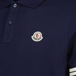 Navy Polo with Striped Sleeve Detail