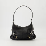 Black Leather Buckle Detail Mini Shoulder Bag
