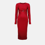 Ruched Midi Dress with Crystal Accent