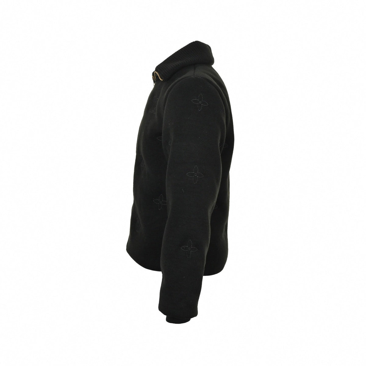 Monogram Outline Embroidered Knit Zip Jacket