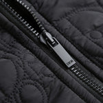 Black Quilted Wool Hooded Zip Jacket