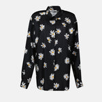 Daisy Print Silk Shirt in Black
