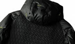Hooded Puffer Jacket – Geometric Quilt & Monster Patch