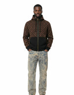 Reversible Monogram Wool Zip Hoodie – Black & Brown Edition