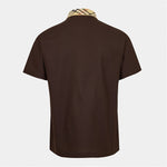 Check Collar Cotton Polo Shirt – Brown