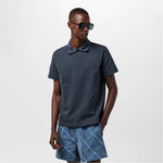 Check Collar Cotton Polo Shirt – Navy