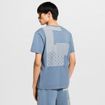 Knitted Patchwork Denim Short-Sleeved Crewneck