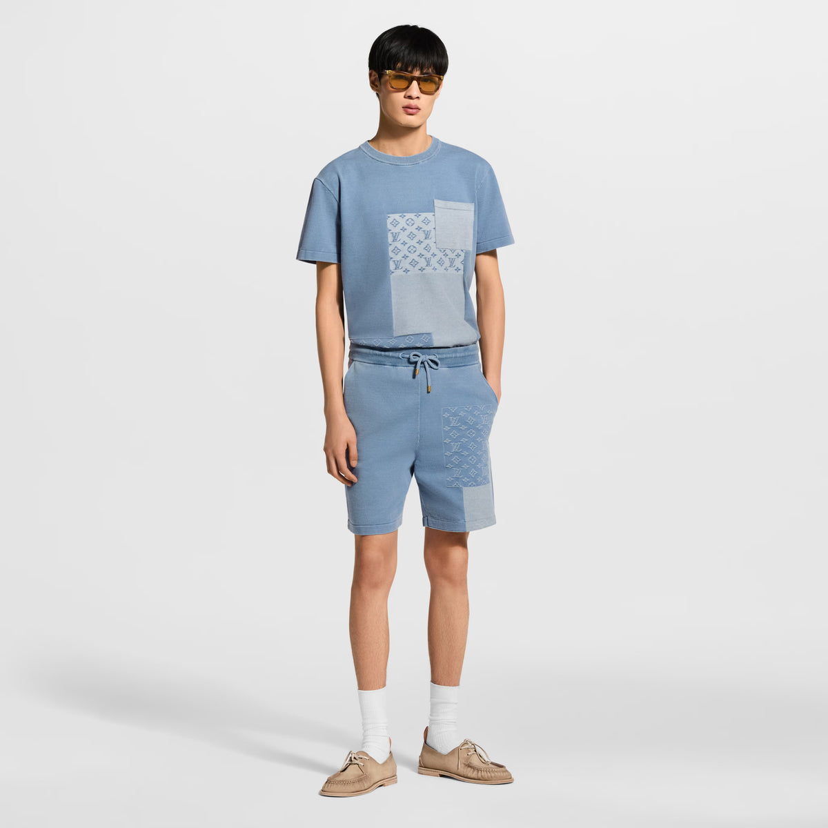 LV Knitted Patchwork Denim Shorts