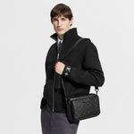 Monogram Embossed Leather Trio Messenger Bag(Black)