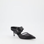 Punk buckle mules