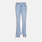 Distressed Flared Bleach-Wash Jeans