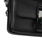 Web Detail Leather Crossbody Bag (Black)