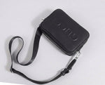 Embossed Logo Leather Crossbody Bag (Black)