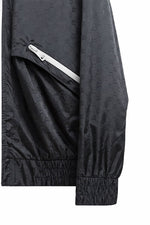 GG Jacquard Hooded Windbreaker Jacket with Contrast Zip – Black
