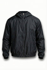 GG Jacquard Hooded Windbreaker Jacket – Black