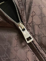 GG Jacquard Hooded Windbreaker Jacket – Brown