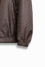 GG Jacquard Hooded Windbreaker Jacket – Brown