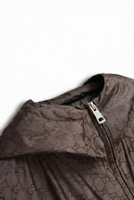 GG Jacquard Hooded Windbreaker Jacket – Brown
