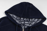 Signature Navy Zip-Up Hoodie with Monogram Lining