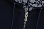 Signature Navy Zip-Up Hoodie with Monogram Lining