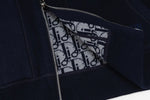 Signature Navy Zip-Up Hoodie with Monogram Lining