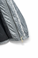 Oblique Grey Hooded Windbreaker with Signature Tape