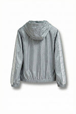 Oblique Grey Hooded Windbreaker with Signature Tape