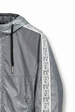 Oblique Grey Hooded Windbreaker with Signature Tape
