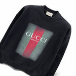 GG Web Stripe Logo Crewneck Sweatshirt – Black