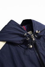 Hooded Nylon Jacket with Signature Stripe – Navy