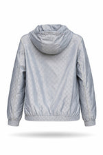 GG Jacquard Hooded Nylon Jacket – Light Grey