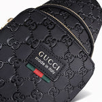 Embossed Leather Sling Bag (Black)