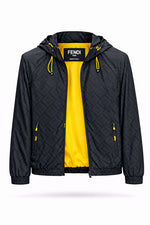 FF Monogram Hooded Windbreaker Jacket – Black & Yellow