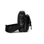 Web Detail Leather Crossbody Bag (Black)