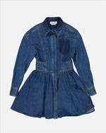 Structured Denim Fit-and-Flare Dress
