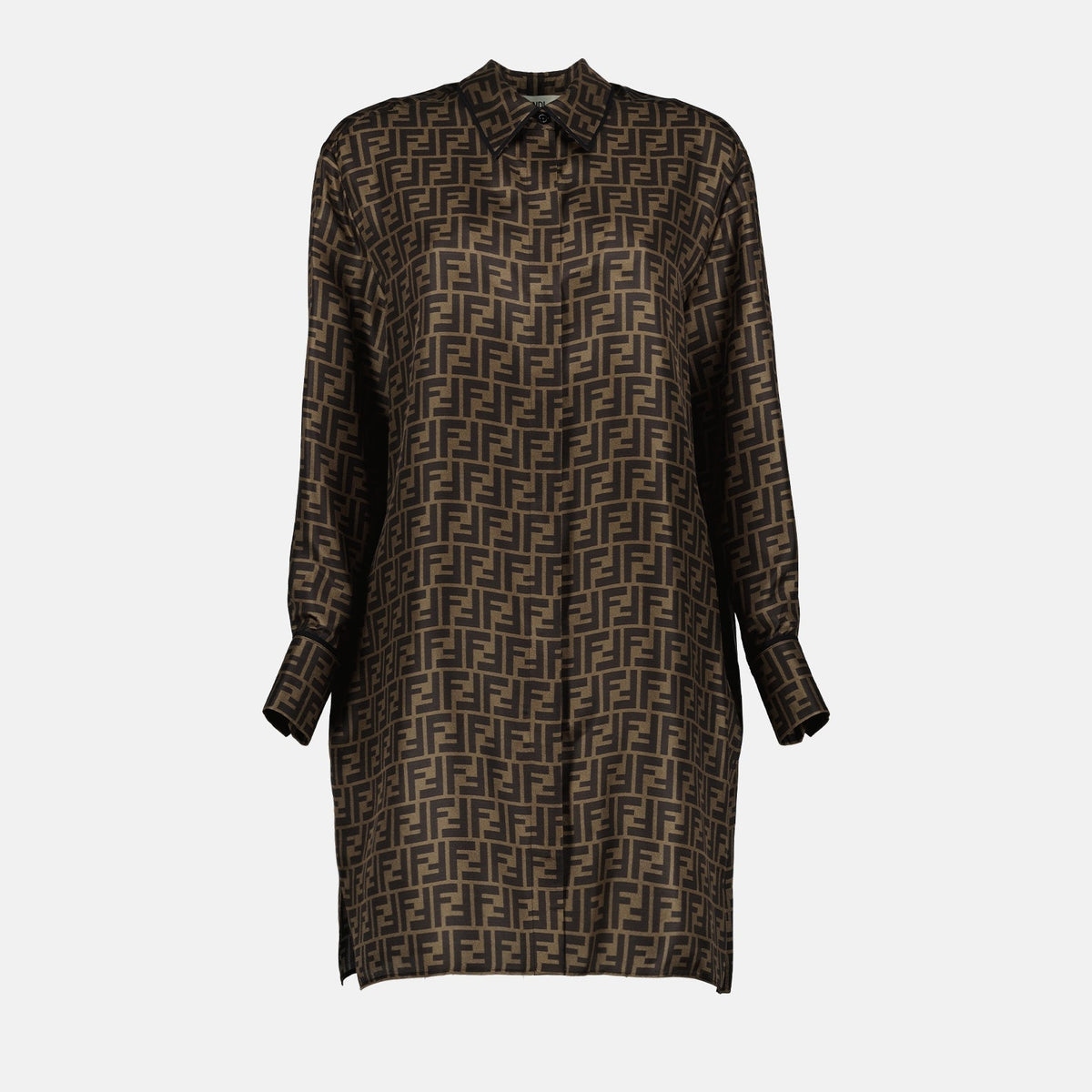 Monogram Silk Shirt Dress