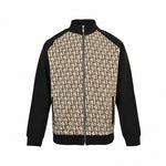 Oblique Zip-Up Tracksuit Set in Black & Beige