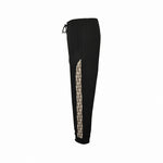 Oblique Zip-Up Tracksuit Set in Black & Beige