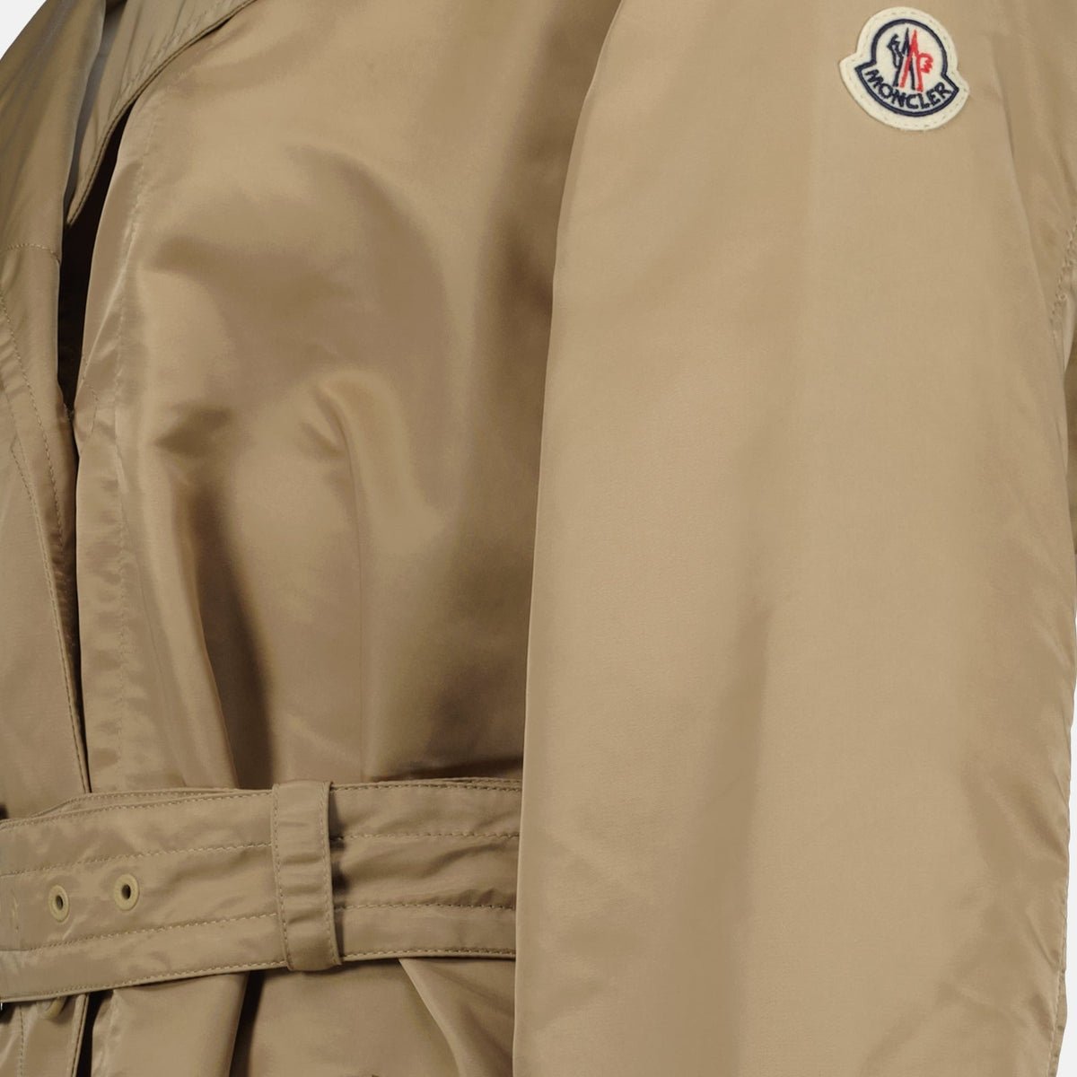 Beige Belted Technical Trench Coat
