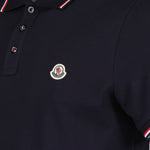 Moncler Navy Polo Shirt with Signature Tricolor Trim