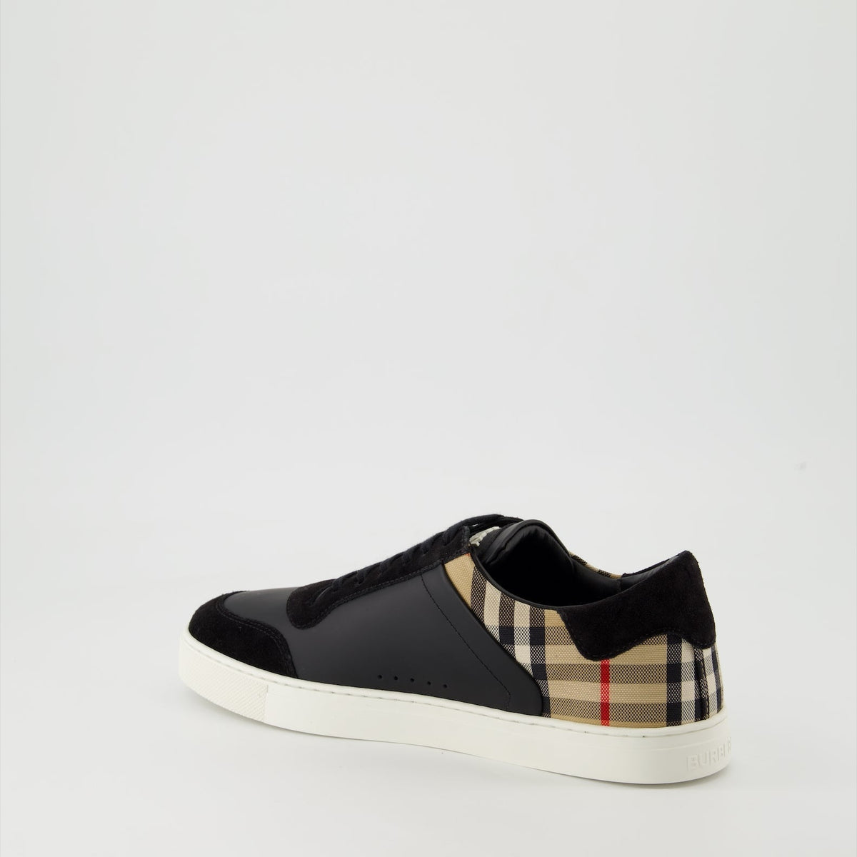 Check Leather and Velvet Sneakers