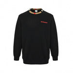 Boutique Black Crewneck Sweatshirt with Icon Stripe Trim