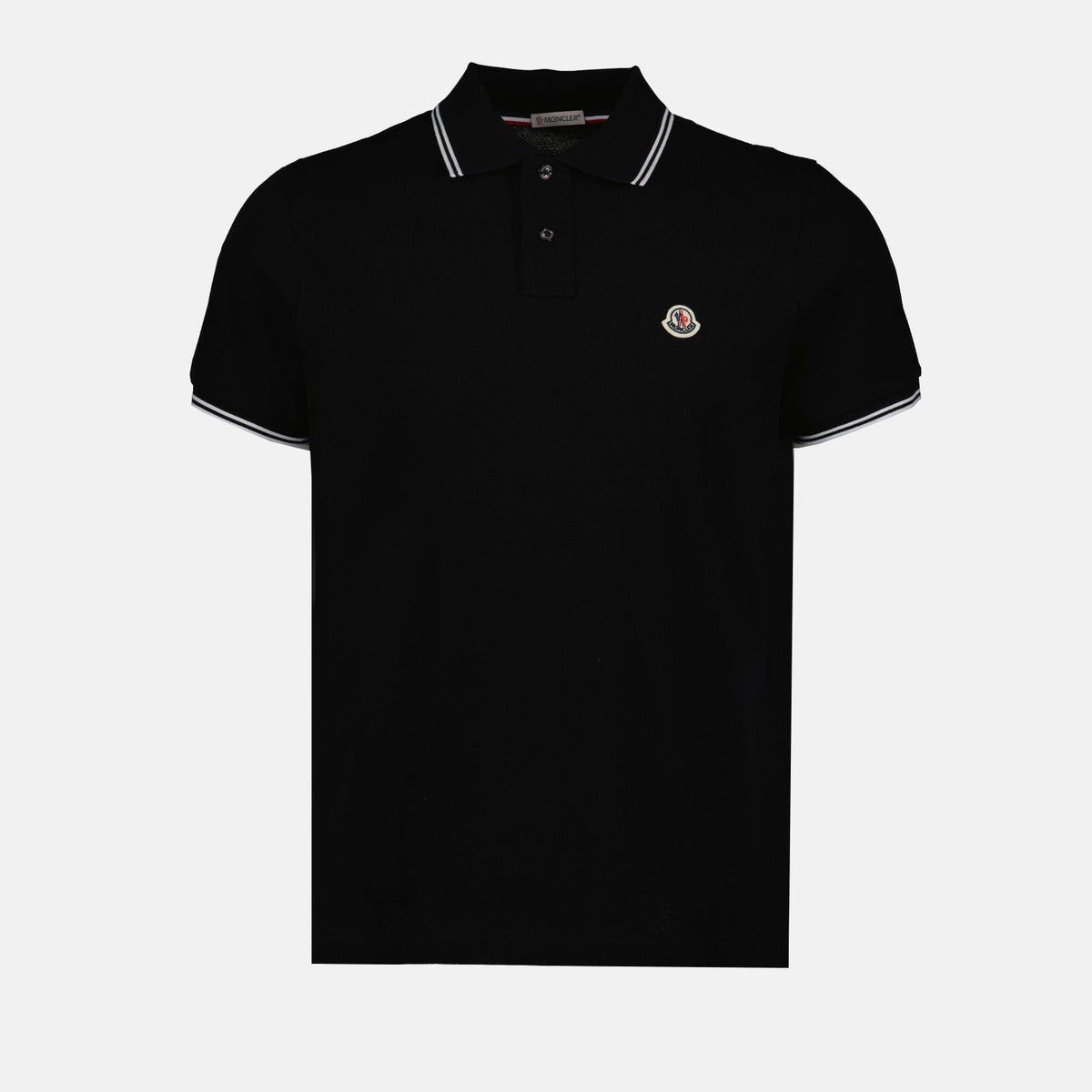 Black Polo Shirt with Contrast Stripe Trim