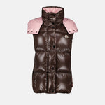 Brown & Pink Hooded Puffer Vest