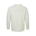 Pearl-Embellished Crown Motif Wool Knit Sweater – Ivory White