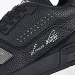 LV Black Leather Studded Low-Top Sneakers