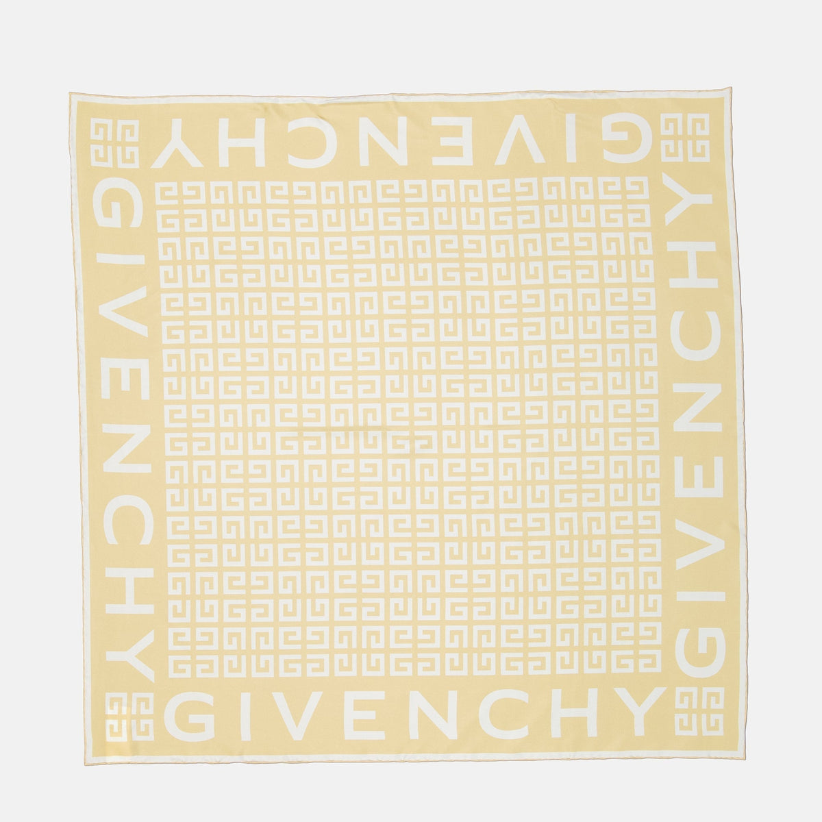 Monogram Border Scarf – Cream & White