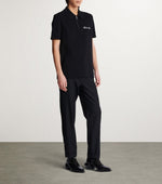 Zip-Neck Embroidered Polo Shirt