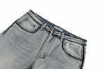 Men's Washed Grey Distressed Denim Jeans