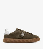Greca Embellished Suede Sneakers